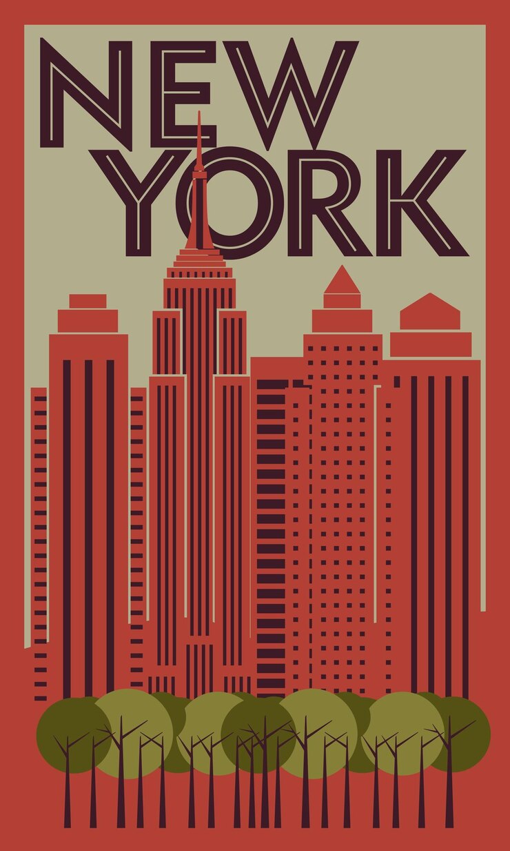 Plakat turystyczny New York Retro grafika