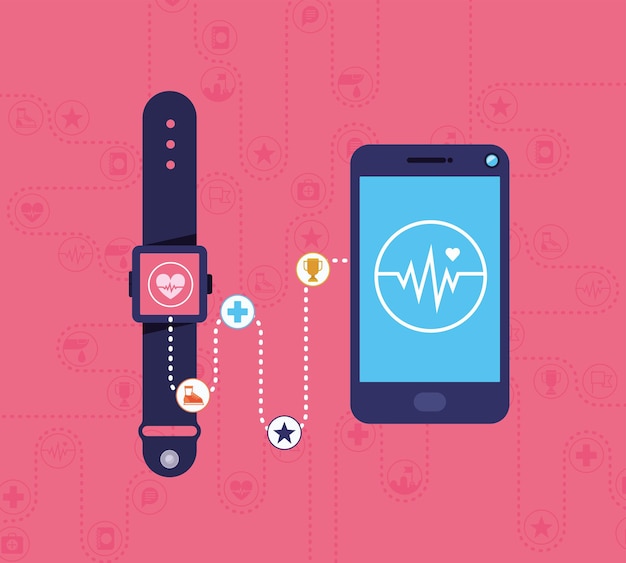 Plik wektorowy plakat urządzeń zdrowotnych z aplikacjami