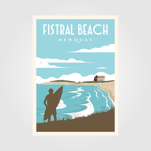 Plakat Vintage Surfing Na Plaży Fistral