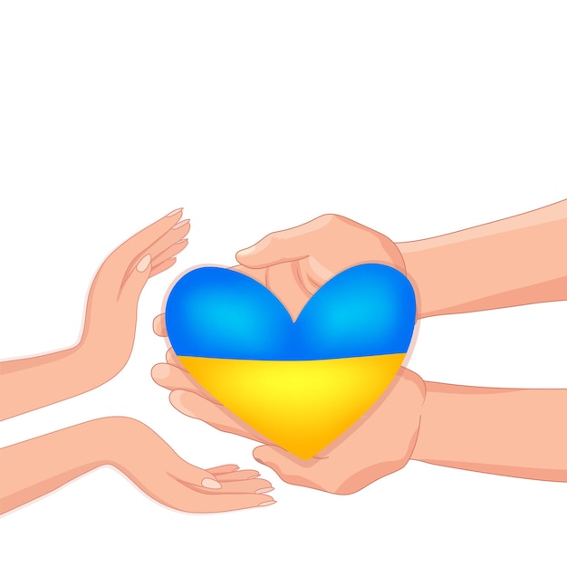 Plik wektorowy plakat wspierający ukrainę zatrzymaj wojnę, pomóż ukrainie sztandar z sercem ukrainy w h