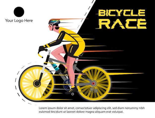 Plakat wyścigu rowerowego z mężczyzną na rowerze