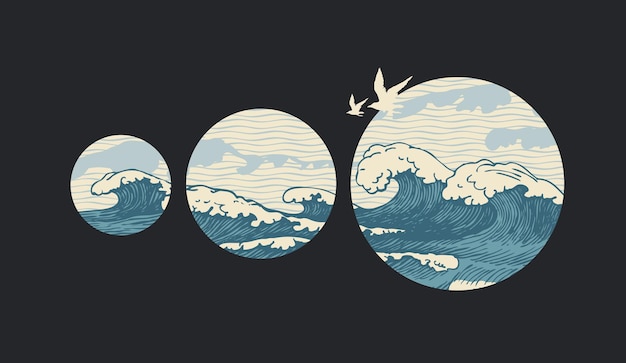 Plik wektorowy plakat z burzliwym oceanem