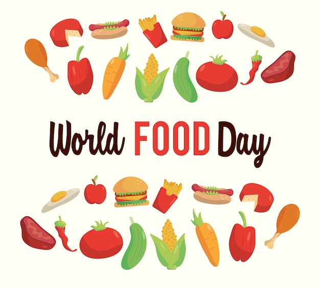 Plakat Z Napisem światowego Dnia żywności Z Projektem Ilustracji Ramki Odżywczej żywności