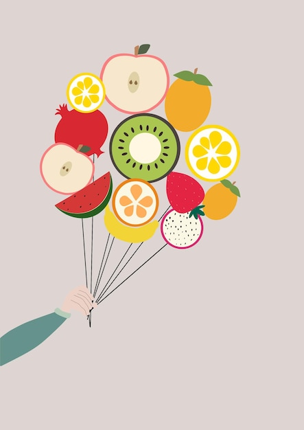 Plakat Z Różnymi Owocamizestaw Owoców Dla Dziecisłodkie Owoce