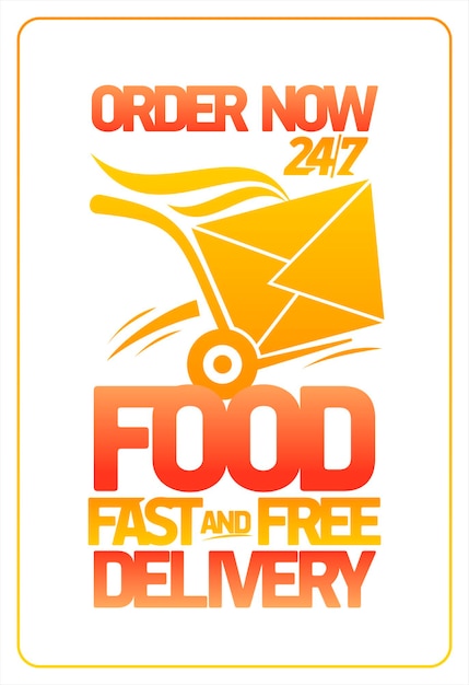 Plik wektorowy plakat z szybką i bezpłatną dostawą żywności