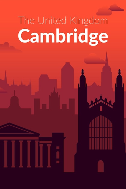 Plakat Z Widokiem Na Zachód Słońca Miasta Cambridge Wielka Brytania