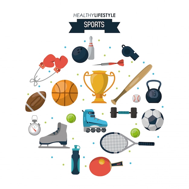 plakat zdrowego stylu życia sportowego z elementami sportowymi