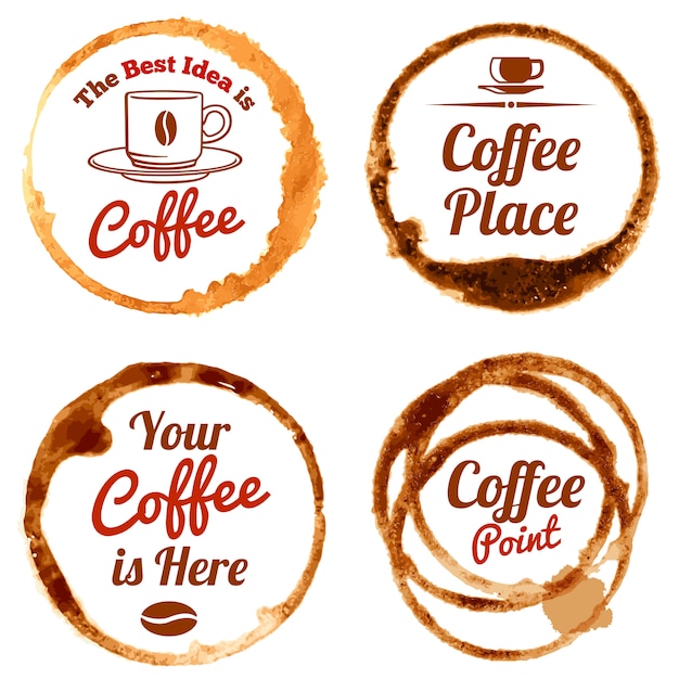 Plik wektorowy plamy kawy wektor logo i zestaw etykiet
