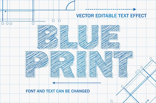 Plik wektorowy plan architekta rysunek styl edytowalny efekt tekstowy czcionka inżynieria szablon tło projekt