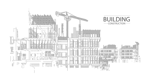 Plik wektorowy plan budowy budynku fasady szkic architektoniczny ilustracja wektorowa