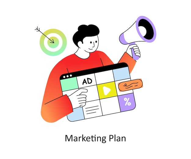 Plan marketingowy Gradient Flat Style Design Ilustracja wektorowa