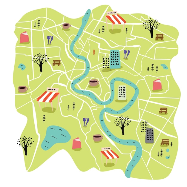 plan miasta do wszelkiego rodzaju grafiki informacyjnej i publikacji drukowanej.