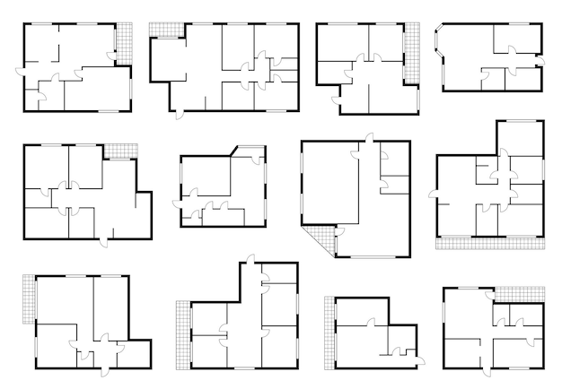 Plik wektorowy plan mieszkania plan pokoju w domu lub schemat