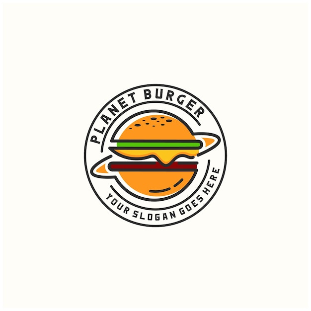 Plik wektorowy planet burger logo szablon projektu ilustracji wektor premium