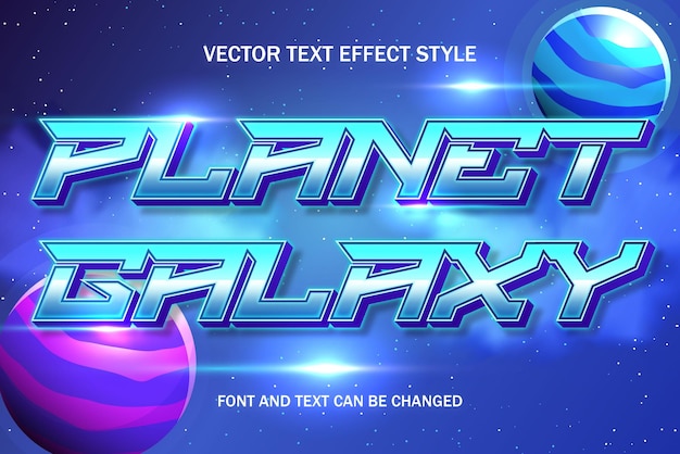 Planeta galaktyka typografia 3d edytowalny efekt tekstowy styl czcionki szablon przestrzeń projekt tła