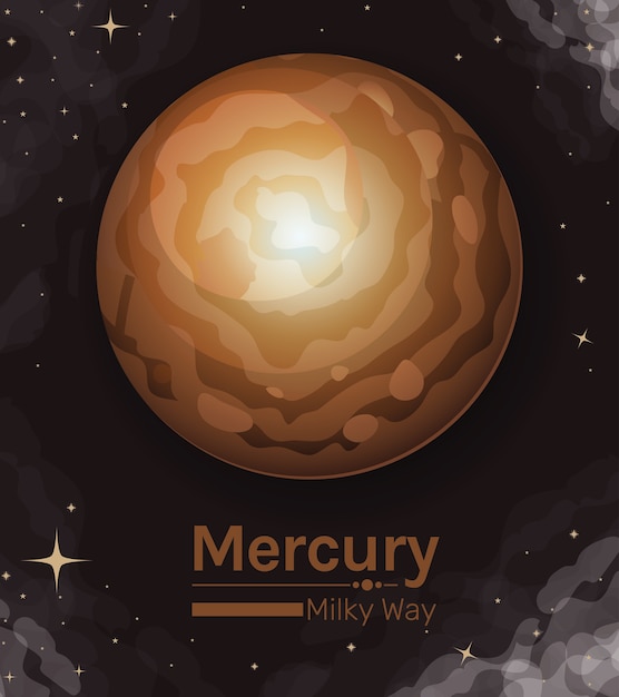Planeta Merkury Droga Mleczna Ikona Kosmosu Futurystycznego I Kosmicznego Tematu