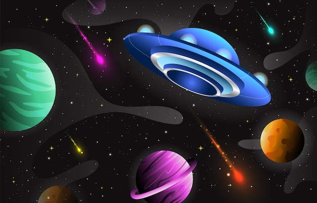 Planety w kosmosie z gwiazdami i planetami