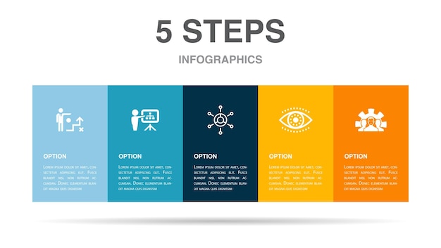 Plik wektorowy planowanie strategii biznesowej model biznesowy rozwój wizji ikony infografika szablon układu projektu koncepcja kreatywnej prezentacji z 5 krokami