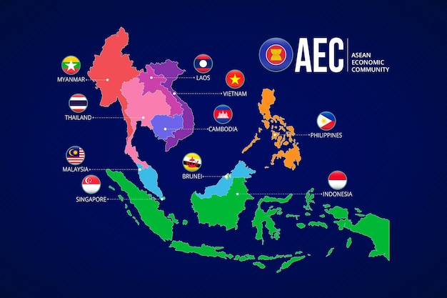 Plik wektorowy plansza mapy asean