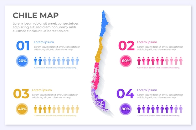 Plansza Mapy Chile W Płaskiej Konstrukcji