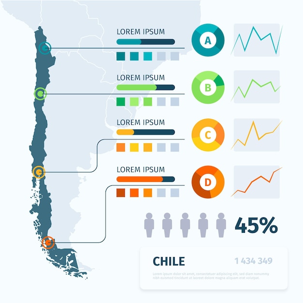 Plik wektorowy plansza mapy płaskie chile