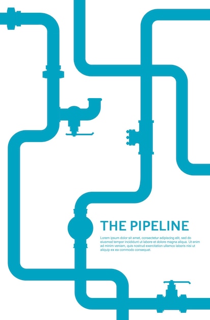 Plik wektorowy plansza rurociągu. projekt wektor płaski zawór oleju, wody lub gazu na białym tle.