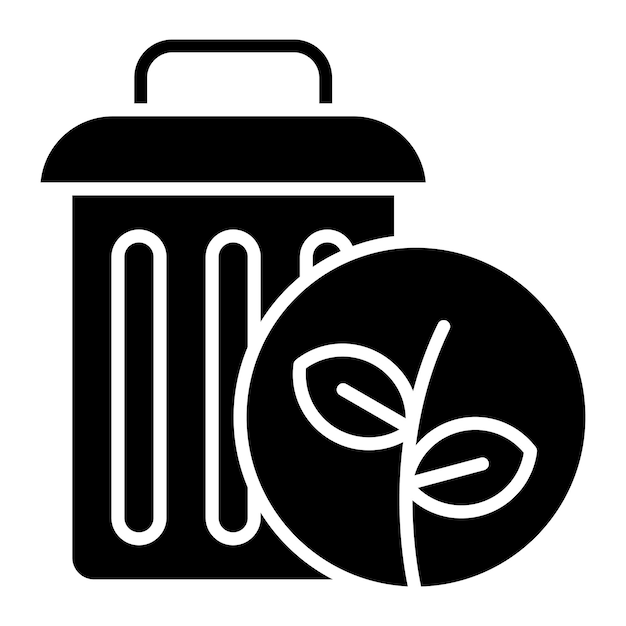Plant Trash Glyph Solid Black Ilustracja