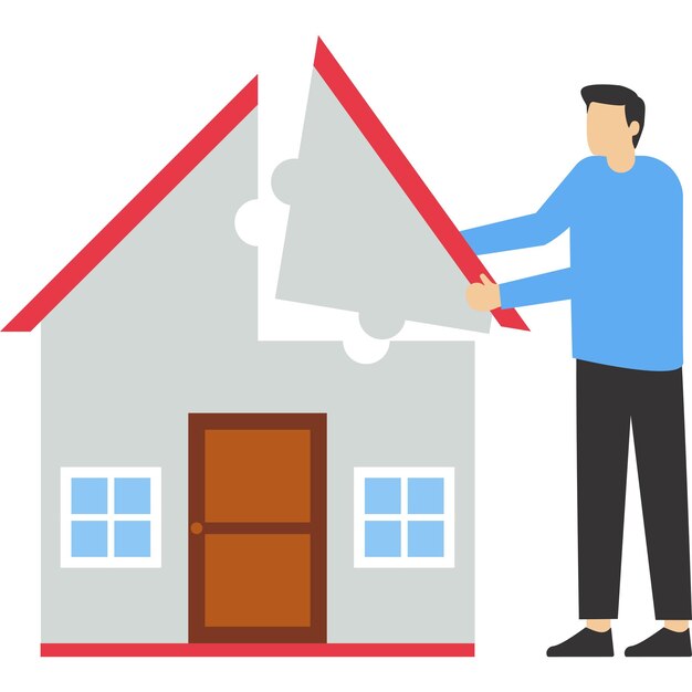 Plik wektorowy planujesz zakup nowego domu lub remontu nieruchomości lub koncepcję ubezpieczenia nieruchomości