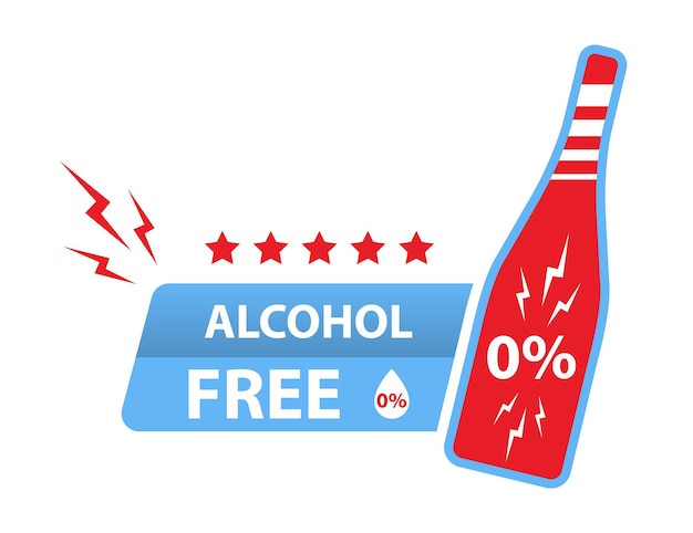 Płaska Ikona Bez Alkoholu Etykieta Z Zerową Zawartością Alkoholu Produkt Kosmetyczny Lub Medyczny Do Pielęgnacji Skóry I Ciała