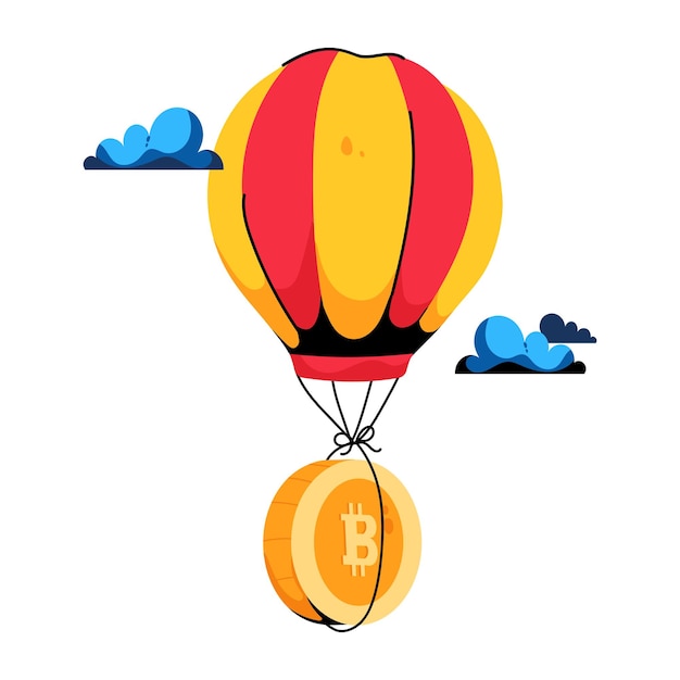 Płaska Ikona Bitcoin Airdrop