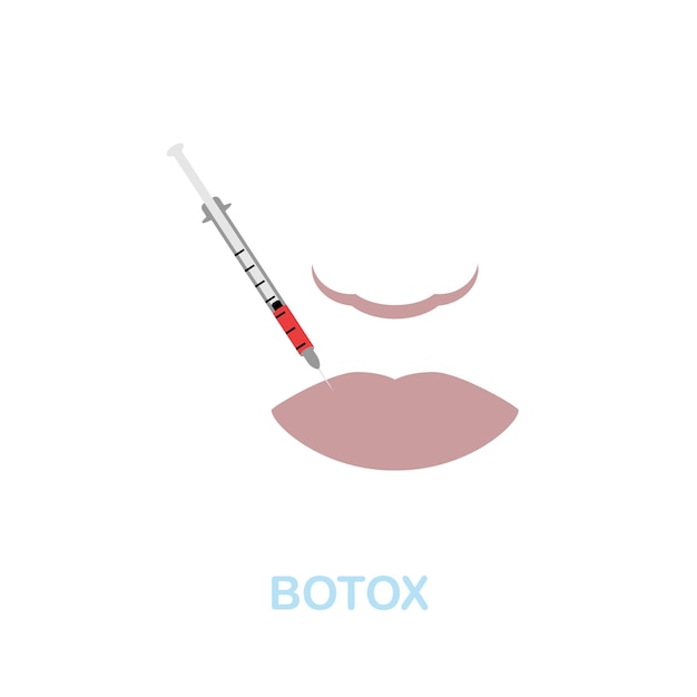 Płaska ikona Botox Kolorowy znak elementu z kolekcji kosmetologicznej Płaski znak ikony Botox do infografiki projektowania stron internetowych i nie tylko