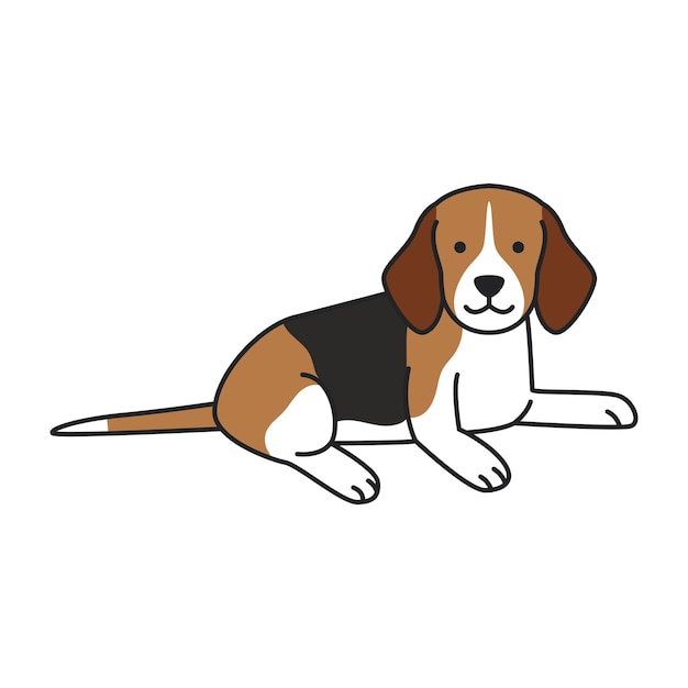 Płaska ikona rasy Beagle izolowana na białym tle Ilustracja wektorowa