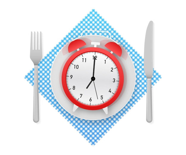 Plik wektorowy płaska ikona z porą obiadową i ręką z tacą na białym tle do projektowania okładki