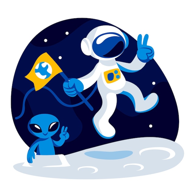 Płaska Ilustracja Astronauta