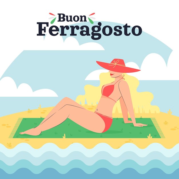 Plik wektorowy płaska ilustracja buon ferragosto