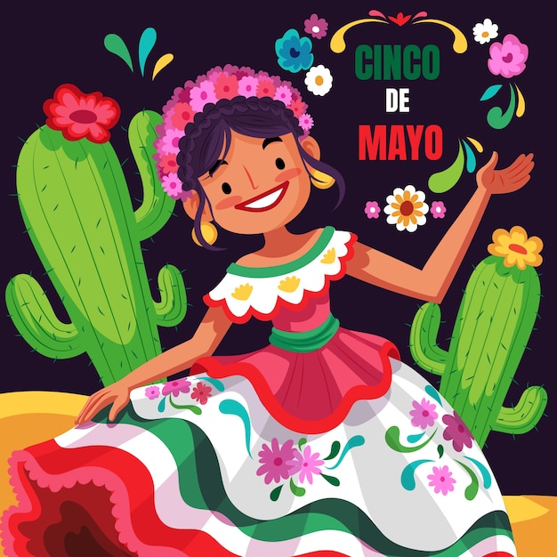 Płaska ilustracja cinco de mayo