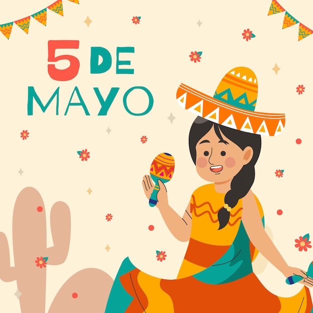 Płaska ilustracja cinco de mayo