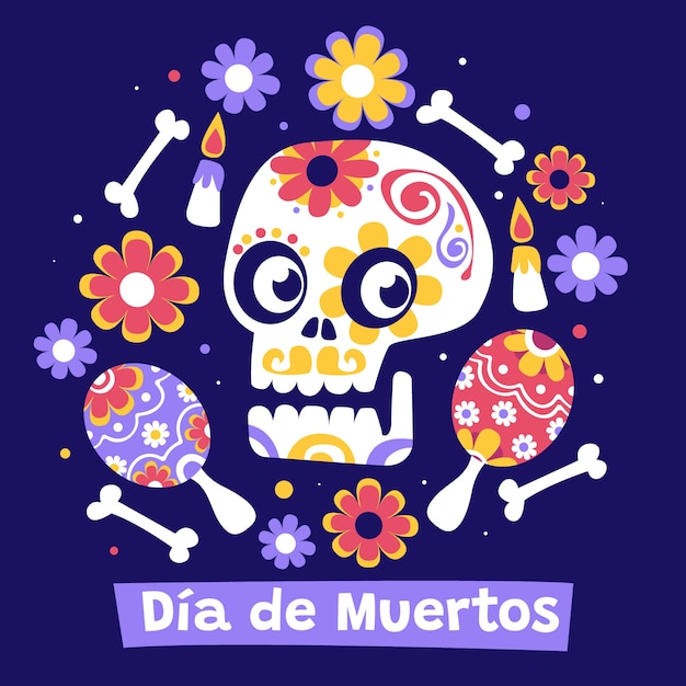 Płaska Ilustracja Dia De Muertos