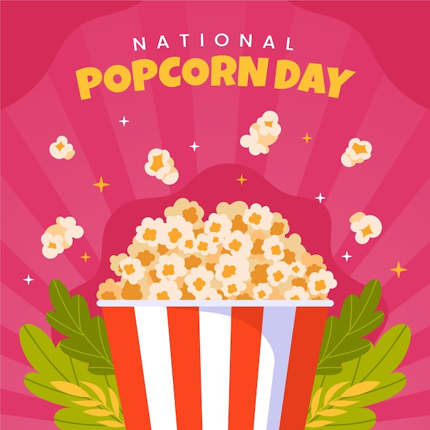 Plik wektorowy płaska ilustracja dla narodowego dnia popcorn