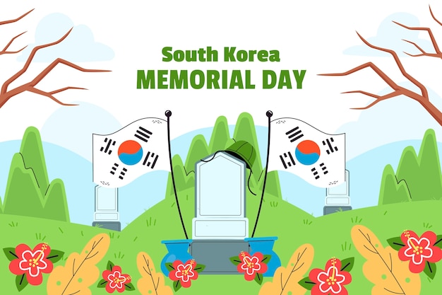 Plik wektorowy płaska ilustracja dla upamiętnienia koreańskiego dnia pamięci