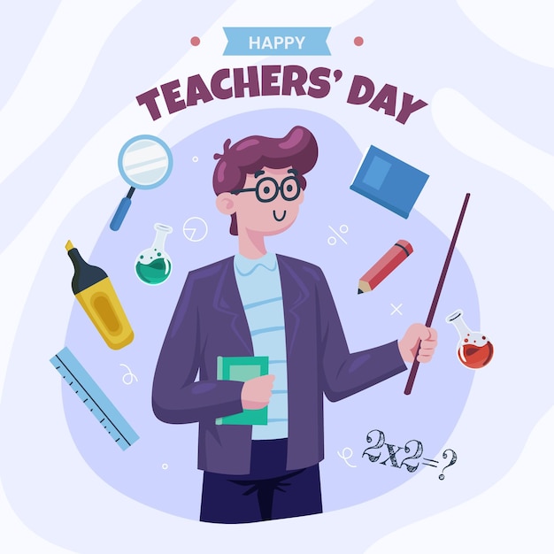 Plik wektorowy płaska ilustracja dnia nauczyciela