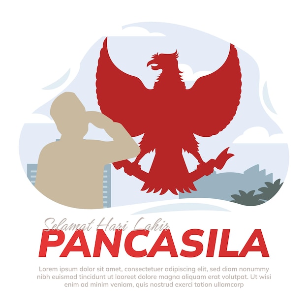 Płaska ilustracja dnia pancasila 1 czerwca