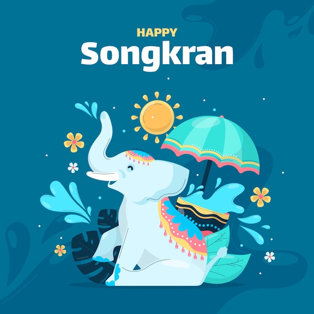 Płaska ilustracja do obchodów festiwalu wody songkran
