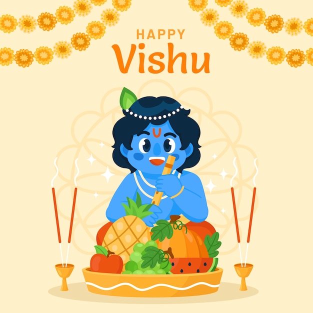 Płaska Ilustracja Do Obchodów święta Hinduskiego Wiszu