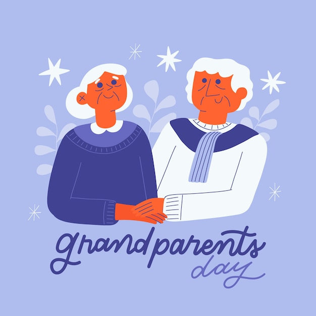 Płaska Ilustracja Dzień Dziadków Ze Starszą Parą