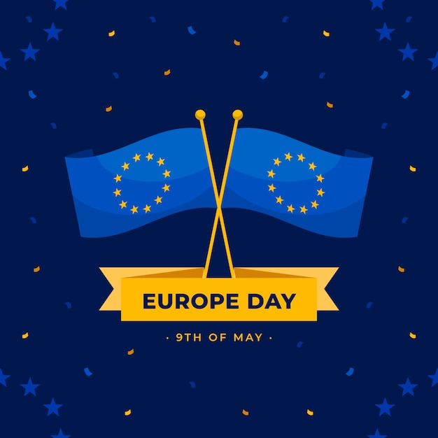 Płaska ilustracja dzień Europy