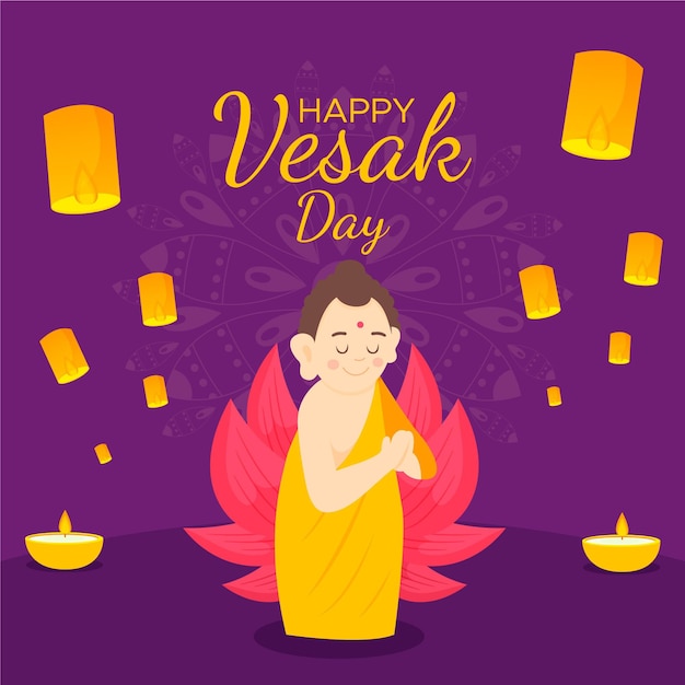 Płaska Ilustracja Dzień Vesak