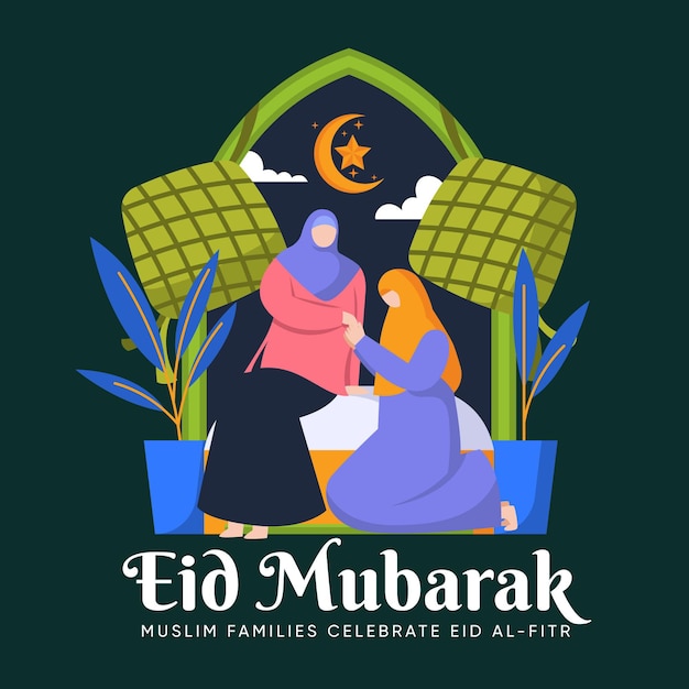 Płaska Ilustracja Eid Al-fitr