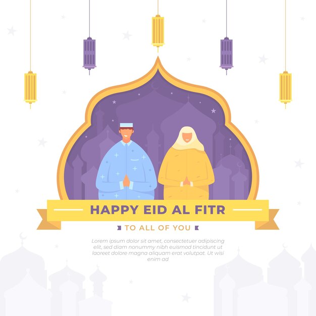 Płaska Ilustracja Eid Al-fitr