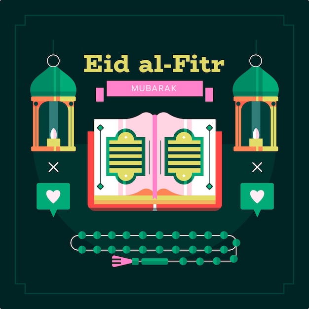 Płaska Ilustracja Eid Al-fitr